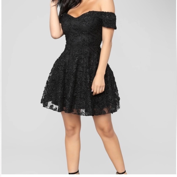 Fashion Nova Dresses & Skirts - Fashion Nova Britney Rose Black Sleeveless Off-Shoulder Mini Dress Large